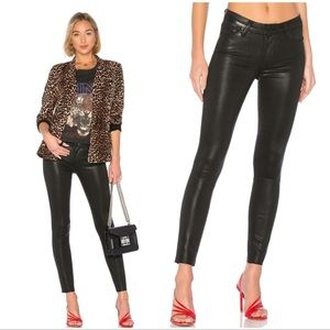 PAIGE Verdugo Ankle Skinny Jean in Black Fog Luxe Coating Size 28